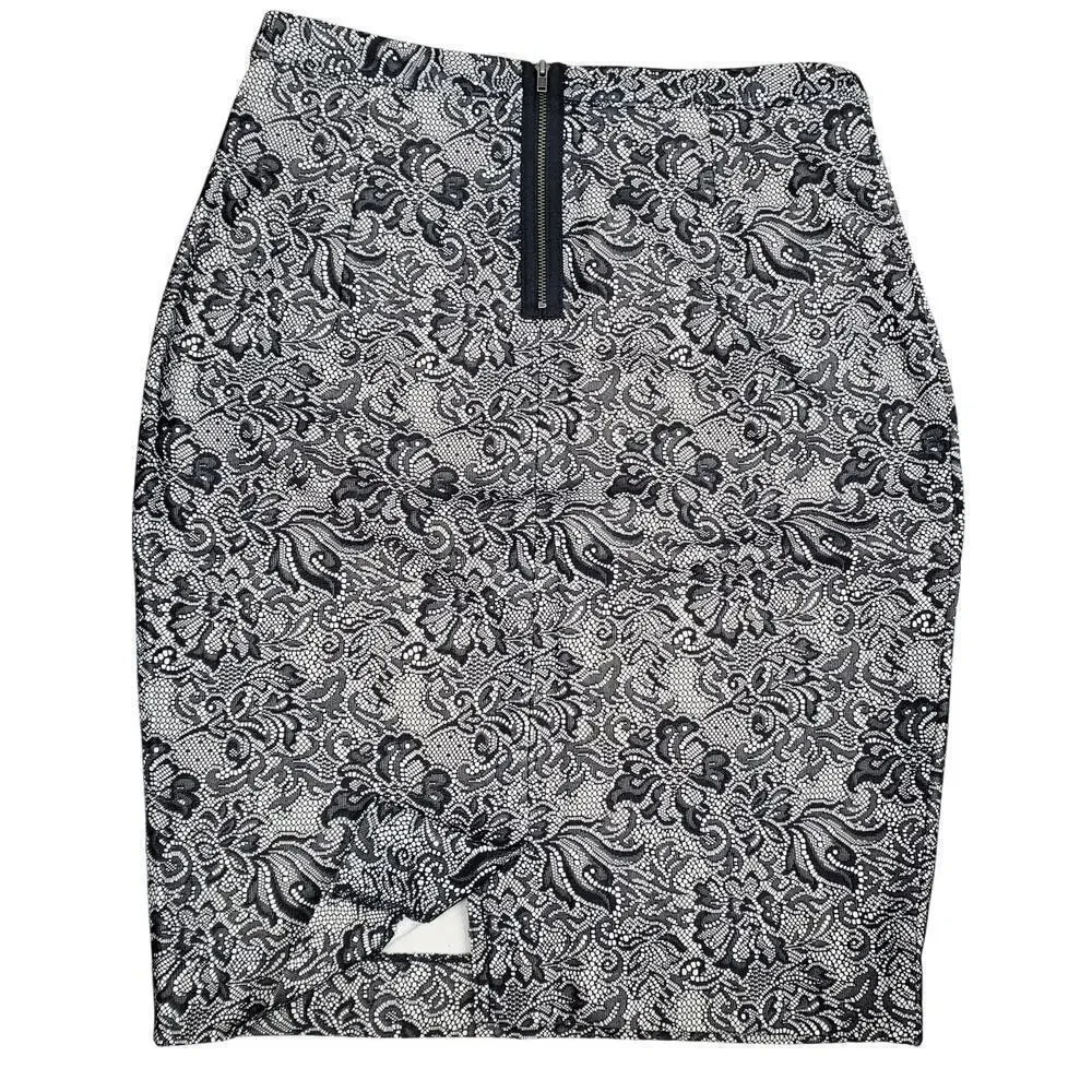 The Limited Women Whimsigoth Black Lace Pencil Business Skirt Office Size 4